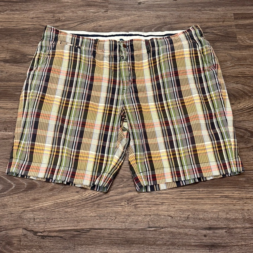 Polo Ralph Lauren Mens Plaid Cotton Shorts Multi Color‎ Green Tan Size 46B